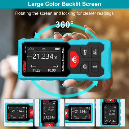 Dual Laser Distance Meter Rechargeable Bilateral Laser Rangefinder 120M Digital Tape Measure Angle Measurment Tool