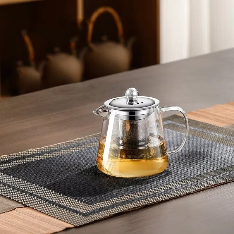 450Ml-950Ml Heat Resistant Glass Teapot with Stainless Steel Tea Strainer Infuser Flower Kettle Kung Fu Teaware Puer Oolong Pot