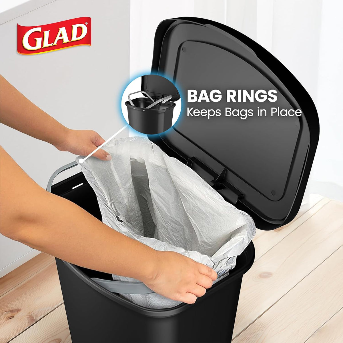 Premium Trash Can with Clorox Odor Protection, 13 Gallon, Black