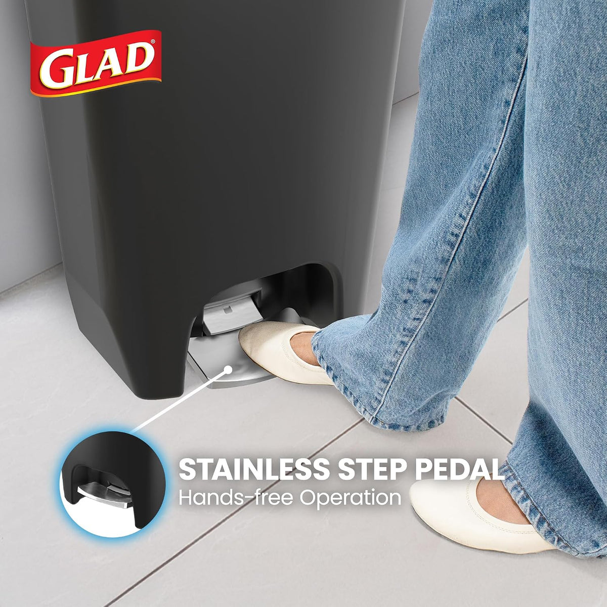 Premium Trash Can with Clorox Odor Protection, 13 Gallon, Black
