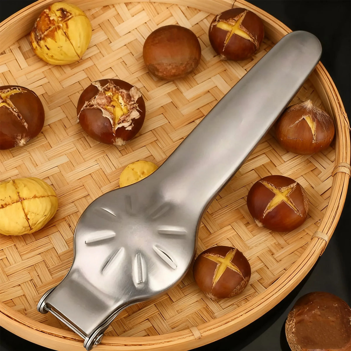 High-Quality Stainless Steel 2-In-1 Chestnut Tool Kitchen Gadget with Bottle Opener & Cutter for Home Kitchen Use