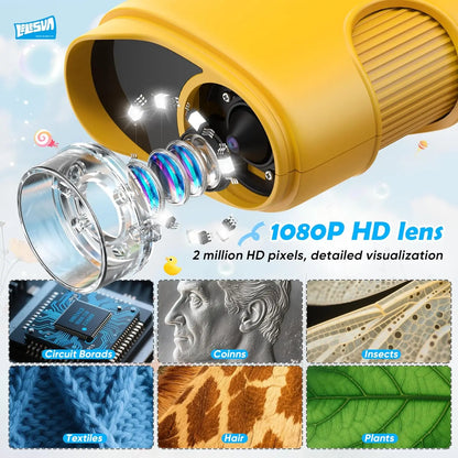 1000X Pocket Microscope for Kids with 4K 2.0" Screen Digital Handheld Rechargeable Portable Science Toy STEM Educational Gift