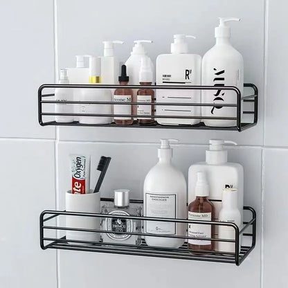 No Drill Wall Mounted Iron Bathroom Shelf Corner Shower Caddy Rustproof Storage Rack for Shampoo Cosmetics Organizer