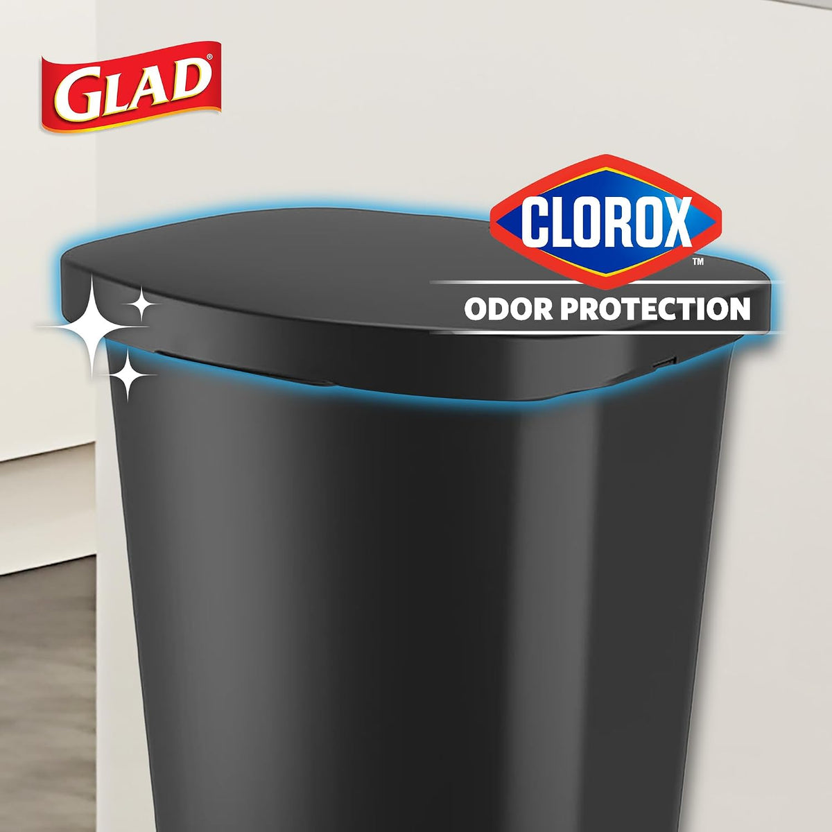 Premium Trash Can with Clorox Odor Protection, 13 Gallon, Black