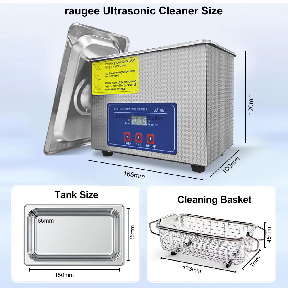 Ultrasonic Cleaner 40KHZ High Frequency Vibration Ultrasonic Washing Bath for Jewelry Watches Denture Glasses Ultrasonic Cleaner