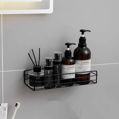 No Drill Wall Mounted Iron Bathroom Shelf Corner Shower Caddy Rustproof Storage Rack for Shampoo Cosmetics Organizer