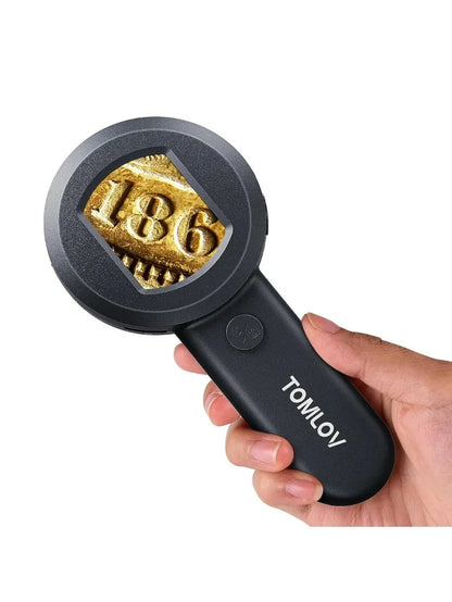 P10 Kids Microscope Digital Portable 100X Illuminated Jewelers Loupe Handheld Coin Magnifier with Light for Error Coins Collector Pocket Trichome Magnifying Glass