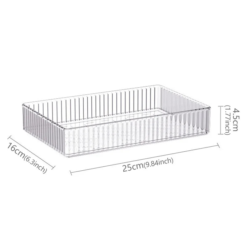 Clear Plastic Drawer Organizers Set Versatile Bathroom Vanity Drawer Organizer Trays Transparent Storage Box Bins Kitchen Gadget
