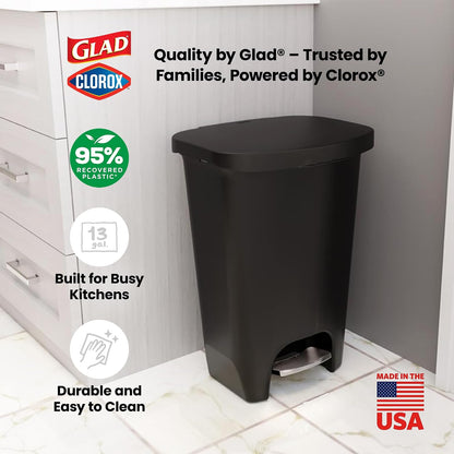 Premium Trash Can with Clorox Odor Protection, 13 Gallon, Black