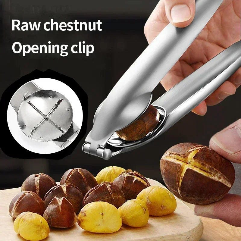 High-Quality Stainless Steel 2-In-1 Chestnut Tool Kitchen Gadget with Bottle Opener & Cutter for Home Kitchen Use