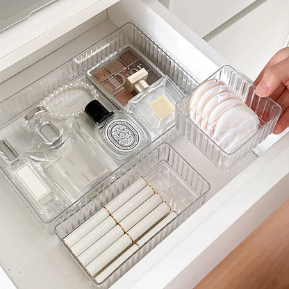 Clear Plastic Drawer Organizers Set Versatile Bathroom Vanity Drawer Organizer Trays Transparent Storage Box Bins Kitchen Gadget