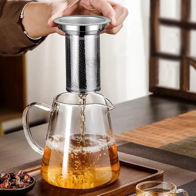 450Ml-950Ml Heat Resistant Glass Teapot with Stainless Steel Tea Strainer Infuser Flower Kettle Kung Fu Teaware Puer Oolong Pot