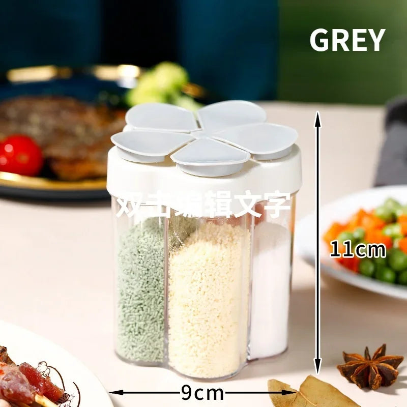 5 in 1 Seasoning Jar Plastic Container Seasoning Bottle Spice Organizer Outdoor Camping Seasoning Container Kitchen Gadget Sets