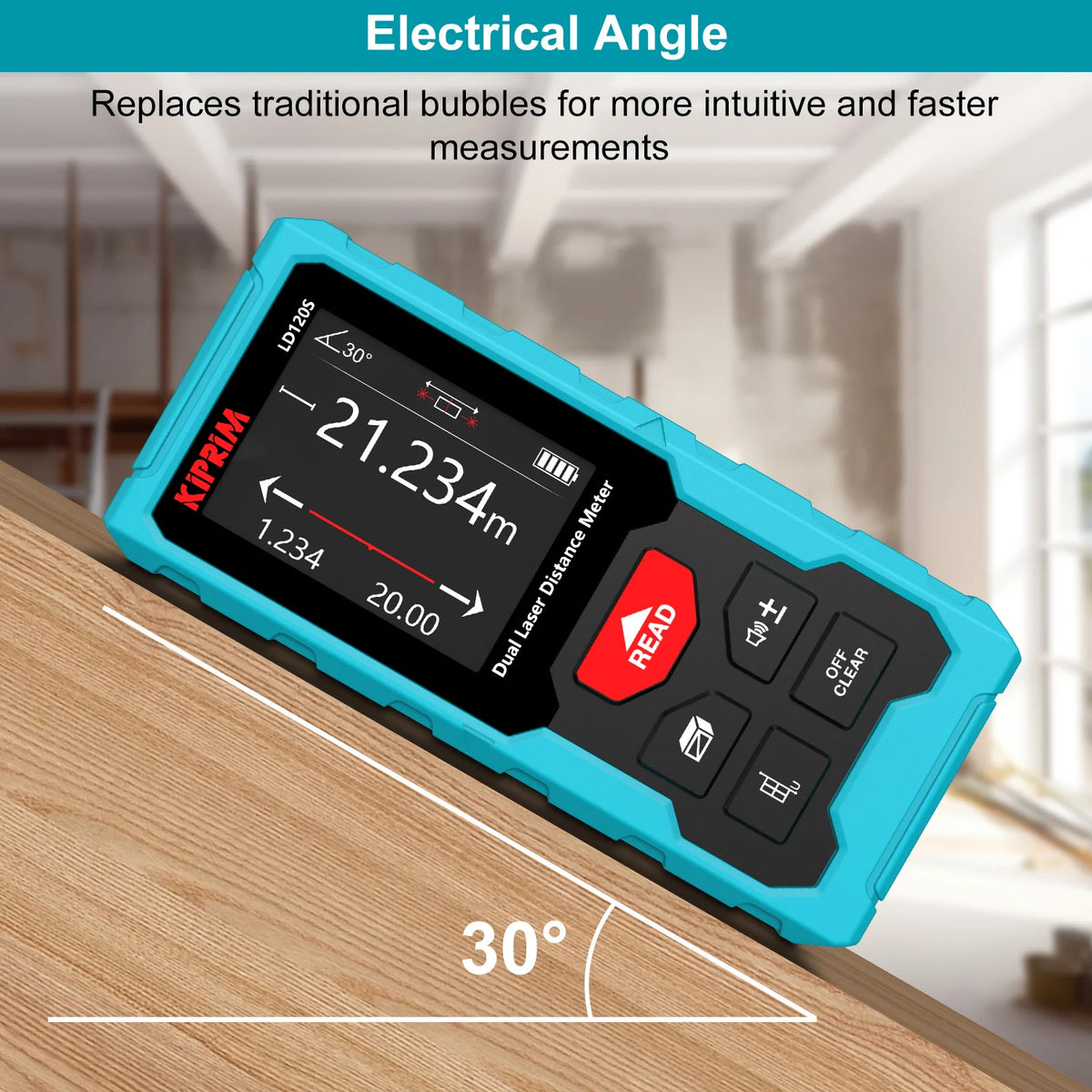 Dual Laser Distance Meter Rechargeable Bilateral Laser Rangefinder 120M Digital Tape Measure Angle Measurment Tool