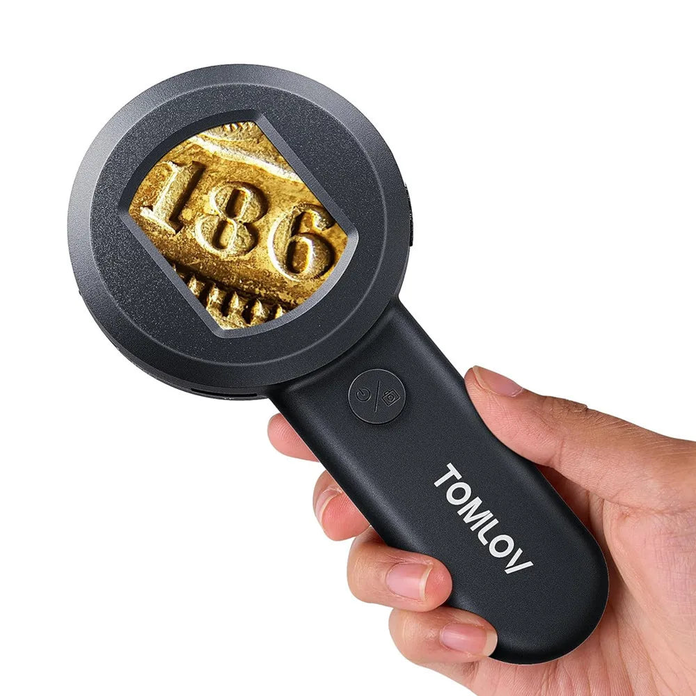 P10 Kids Microscope Digital Portable 100X Illuminated Jewelers Loupe Handheld Coin Magnifier with Light for Error Coins Collector Pocket Trichome Magnifying Glass