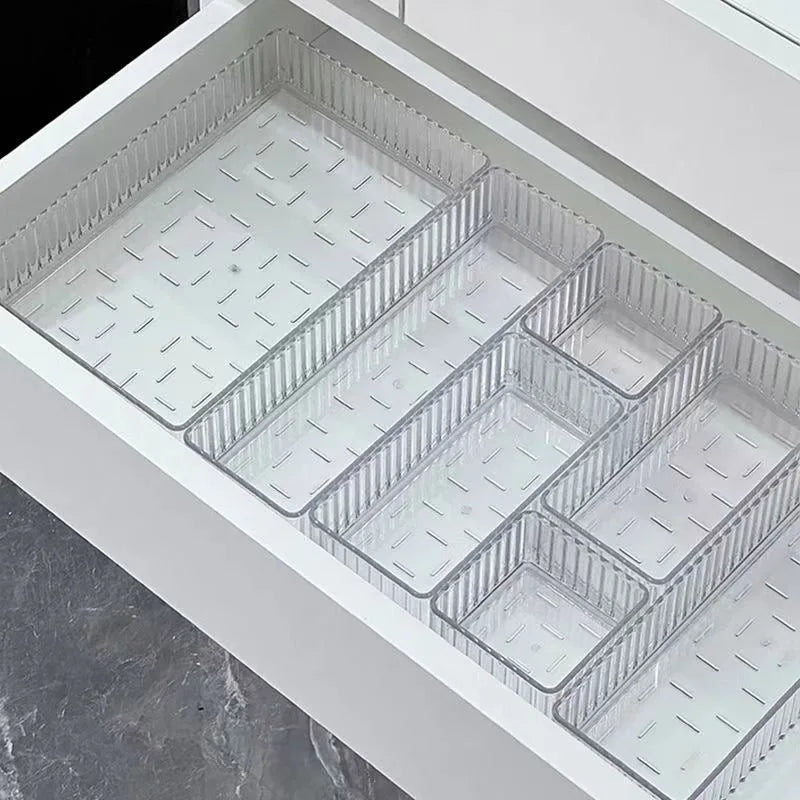 Clear Plastic Drawer Organizers Set Versatile Bathroom Vanity Drawer Organizer Trays Transparent Storage Box Bins Kitchen Gadget