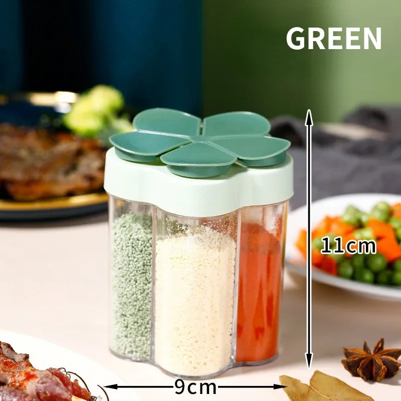5 in 1 Seasoning Jar Plastic Container Seasoning Bottle Spice Organizer Outdoor Camping Seasoning Container Kitchen Gadget Sets