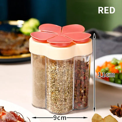 5 in 1 Seasoning Jar Plastic Container Seasoning Bottle Spice Organizer Outdoor Camping Seasoning Container Kitchen Gadget Sets
