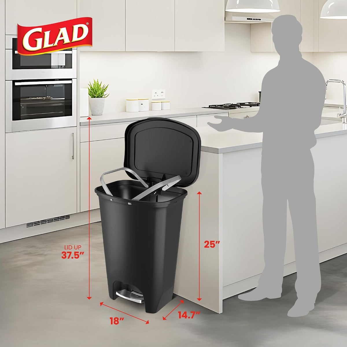 Premium Trash Can with Clorox Odor Protection, 13 Gallon, Black