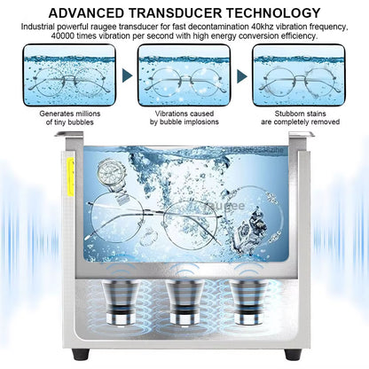 Ultrasonic Cleaner 40KHZ High Frequency Vibration Ultrasonic Washing Bath for Jewelry Watches Denture Glasses Ultrasonic Cleaner