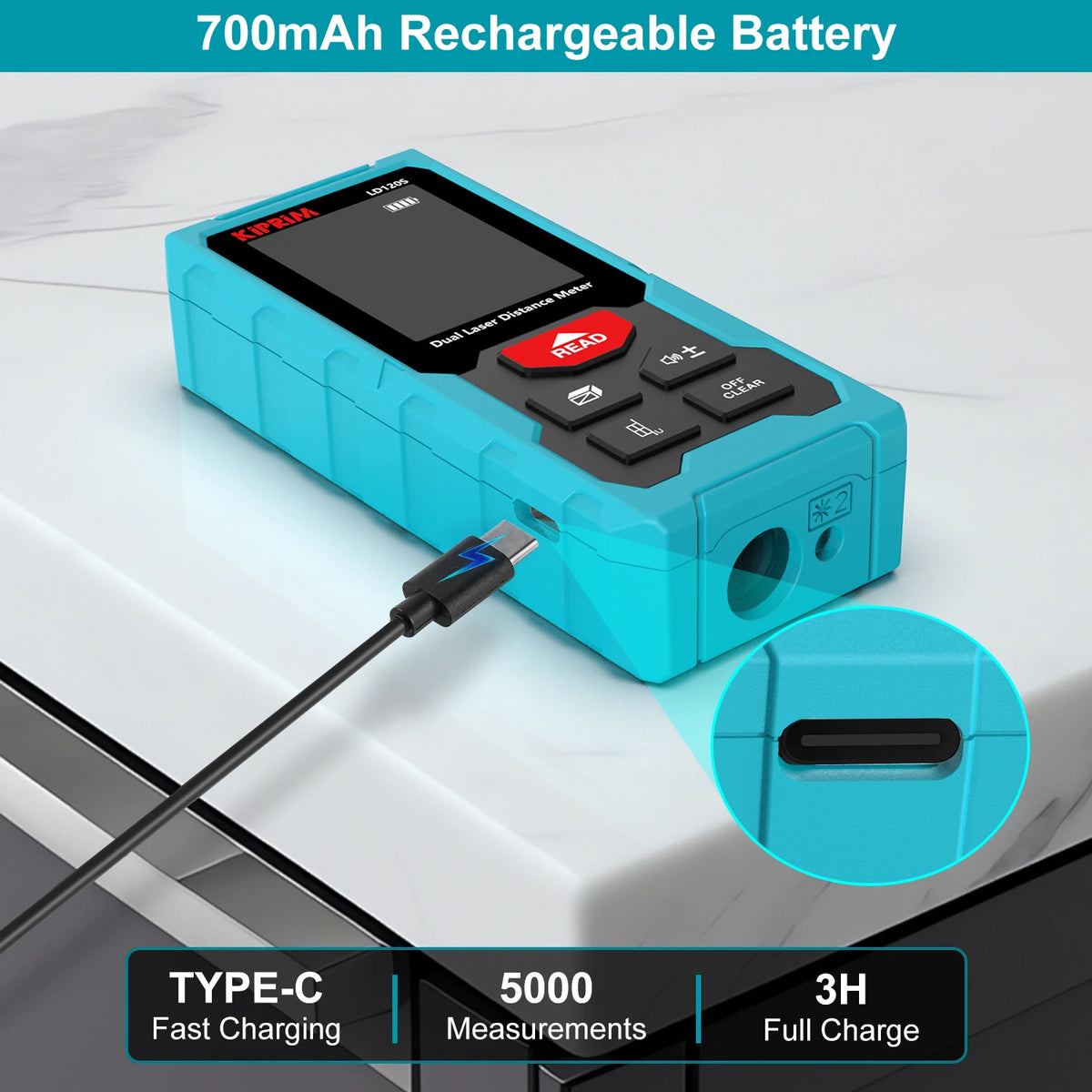 Dual Laser Distance Meter Rechargeable Bilateral Laser Rangefinder 120M Digital Tape Measure Angle Measurment Tool
