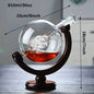 Globe Shaped Whiskey Decanter Borosilicate Glass with Wood Base Unique Wine Aerator Bottle Gift for Home Bar Decor